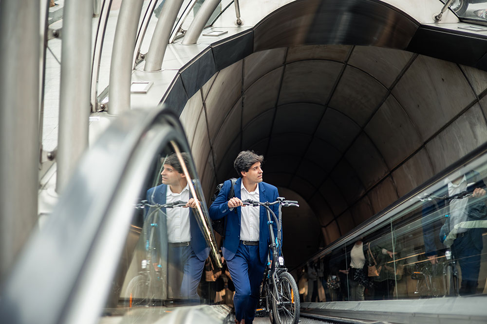 The Mayor aims to make London the world's best big cycling city. image of london bike commuting via tube